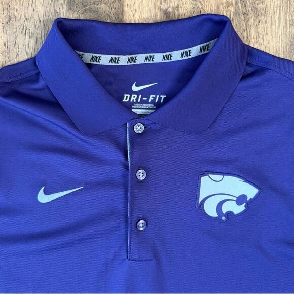 Kansas K-State Wildcats Nike Dri-Fit Embroidered Polo Shirt Purple Unisex Large - Picture 4 of 9